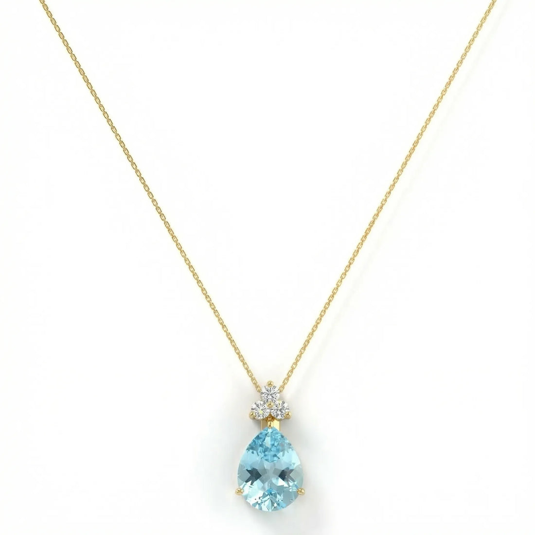 Riviera Tre Pear-Cut Aquamarine Diamond Necklace