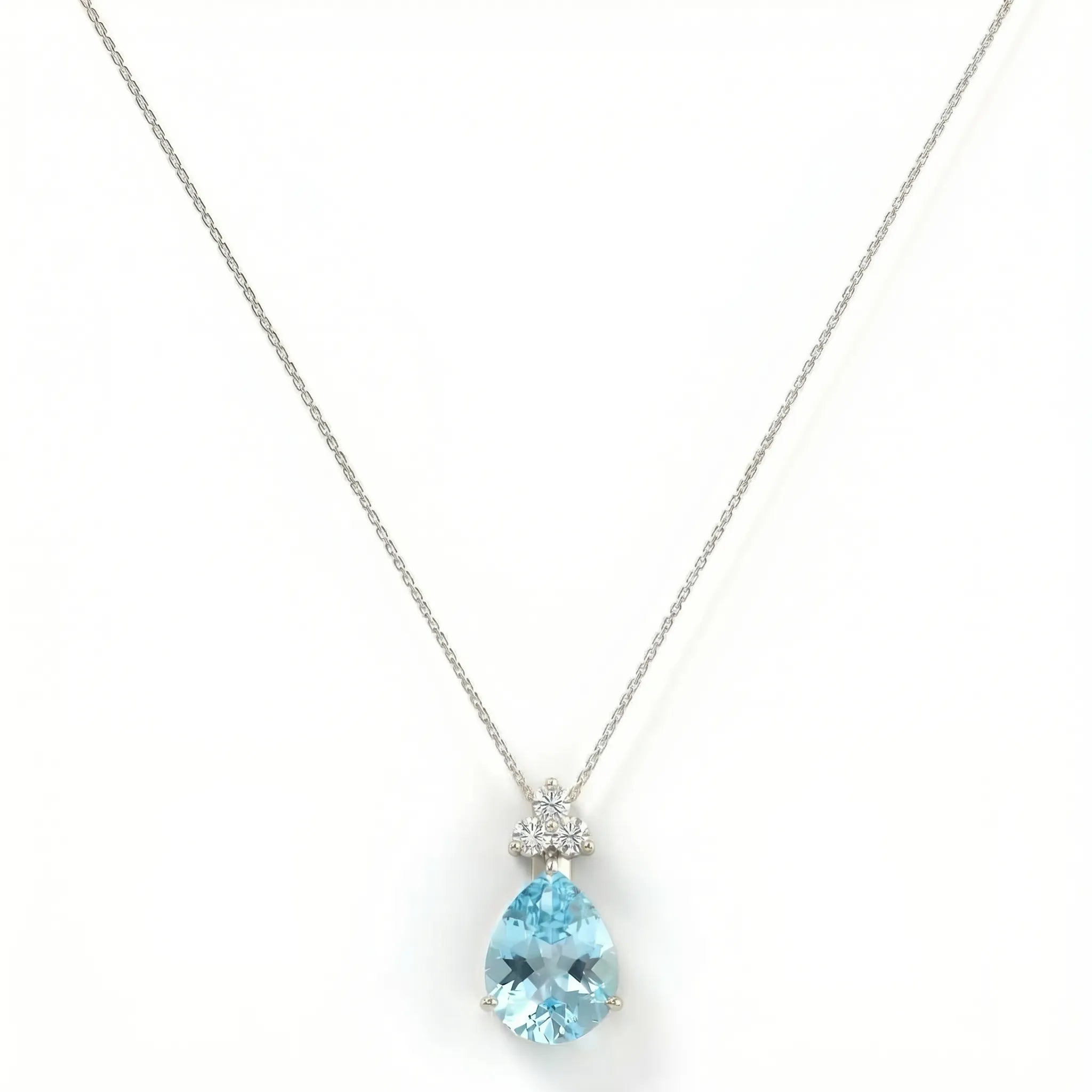 Riviera Tre Pear-Cut Aquamarine Diamond Necklace
