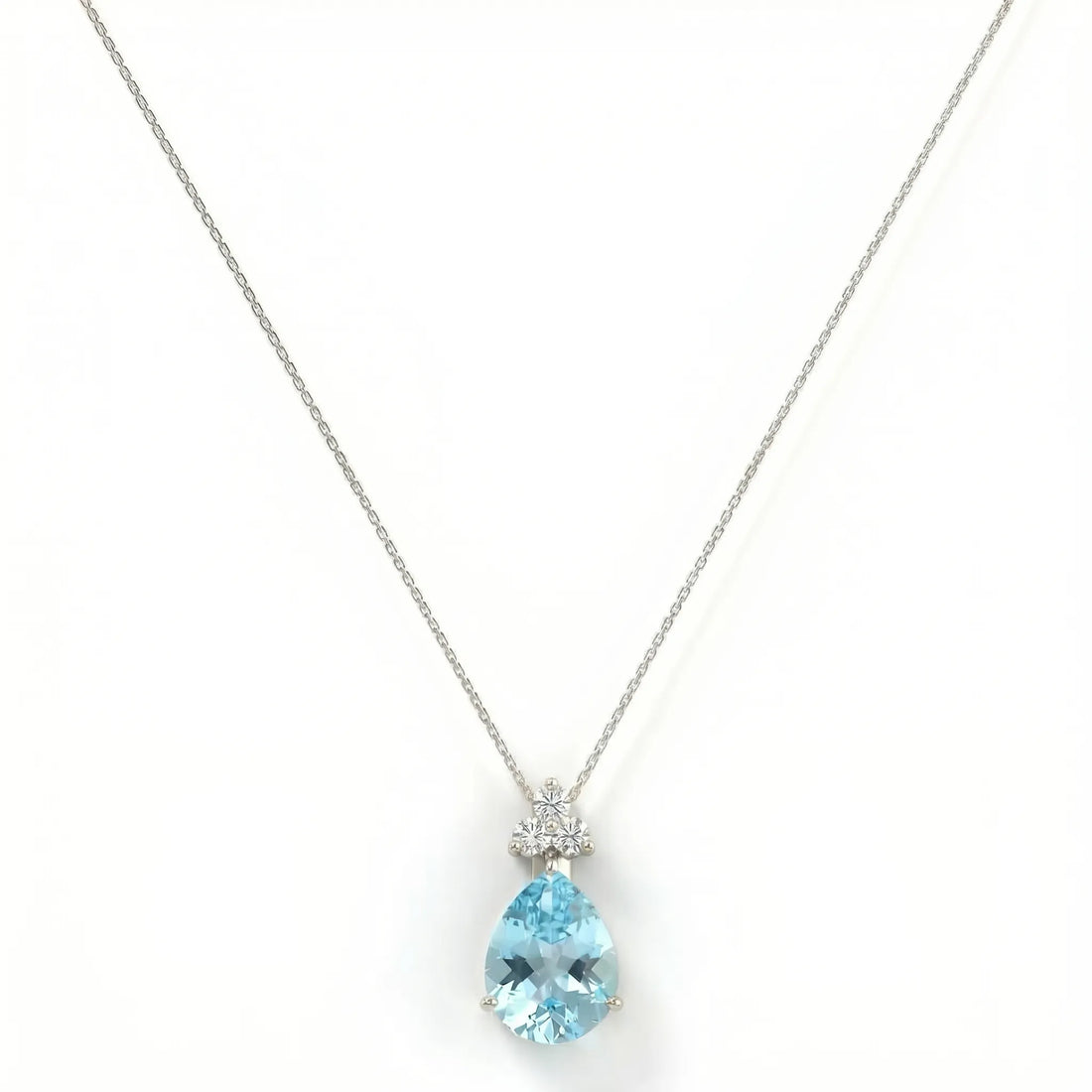 Riviera Tre Pear-Cut Aquamarine Diamond Necklace