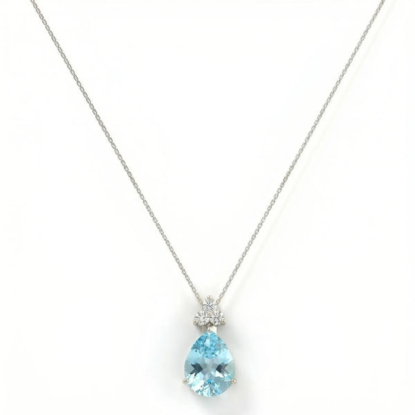 Riviera Tre Pear-Cut Aquamarine Diamond Necklace