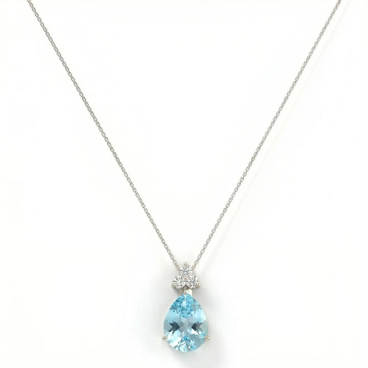 Riviera Tre Pear-Cut Aquamarine Diamond Necklace