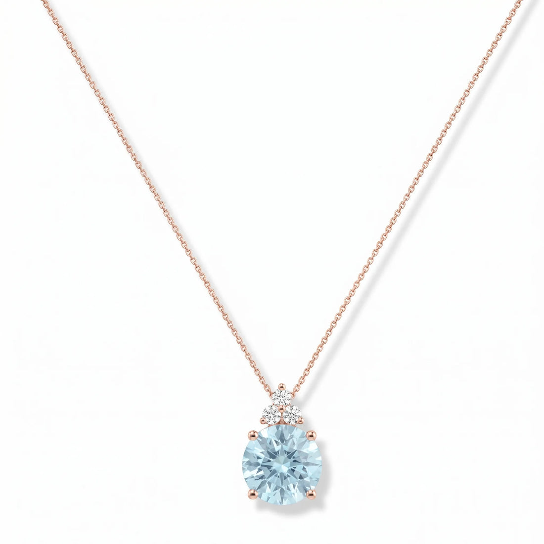 Riviera Tre Round Aquamarine Diamond Necklace