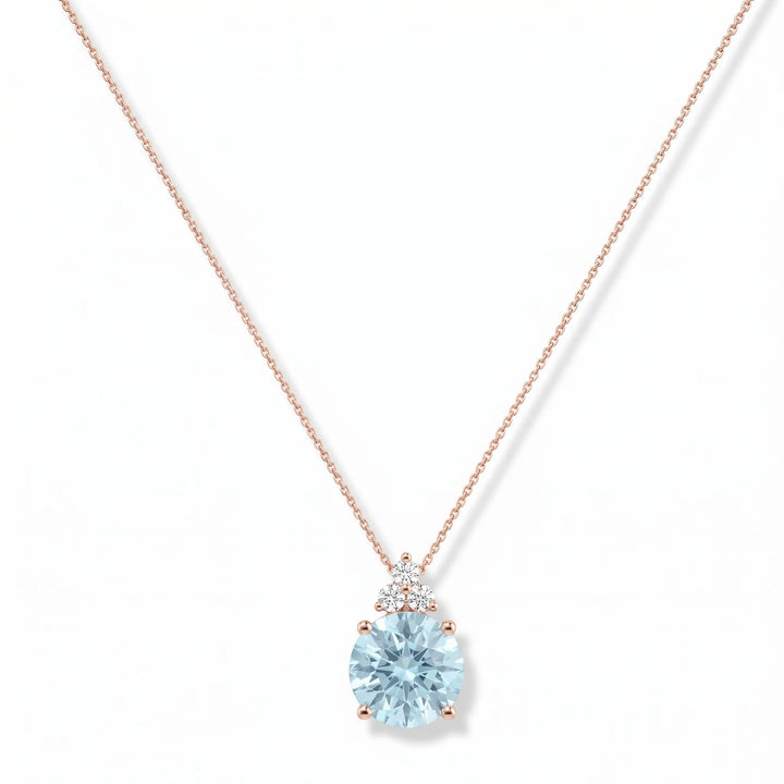 Riviera Tre Round Aquamarine Diamond Necklace