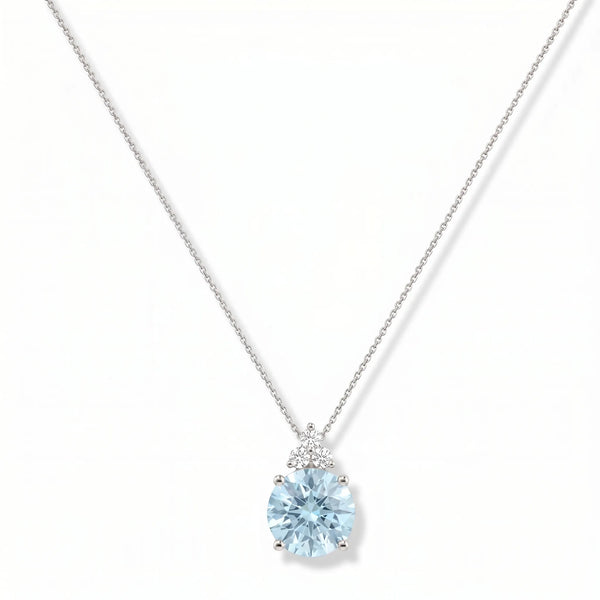Riviera Tre Round Aquamarine Diamond Necklace