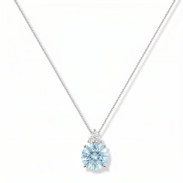 Riviera Tre Round Aquamarine Diamond Necklace