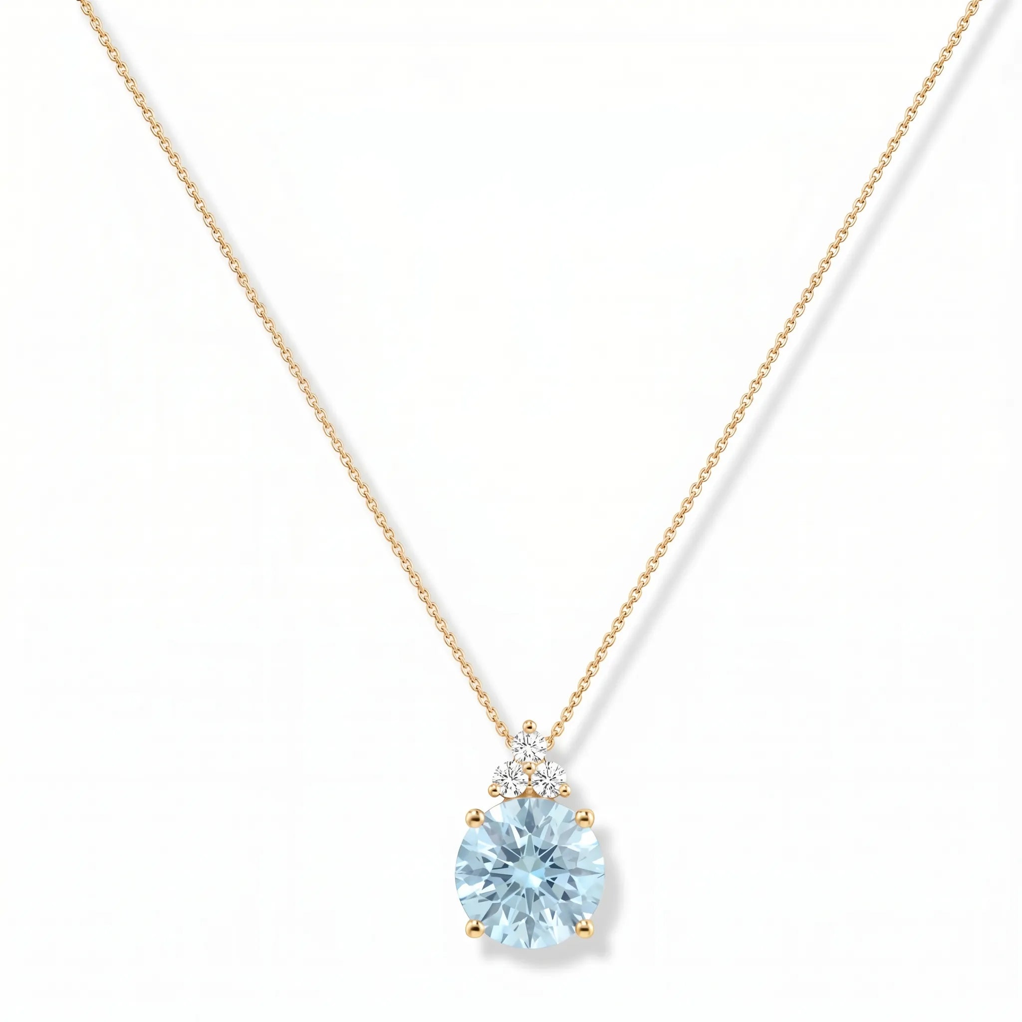 Riviera Tre Round Aquamarine Diamond Necklace