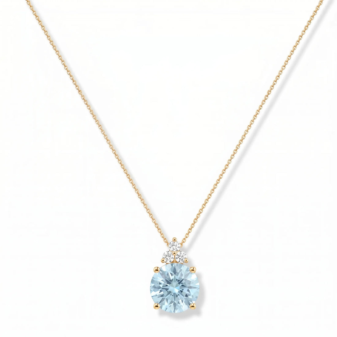 Riviera Tre Round Aquamarine Diamond Necklace