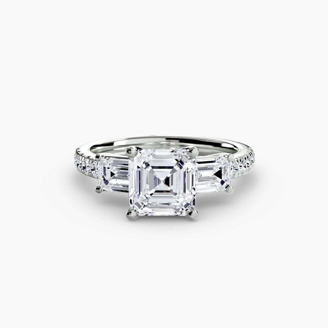 Three-Stone Ring with Pavé Band 4 ALZA