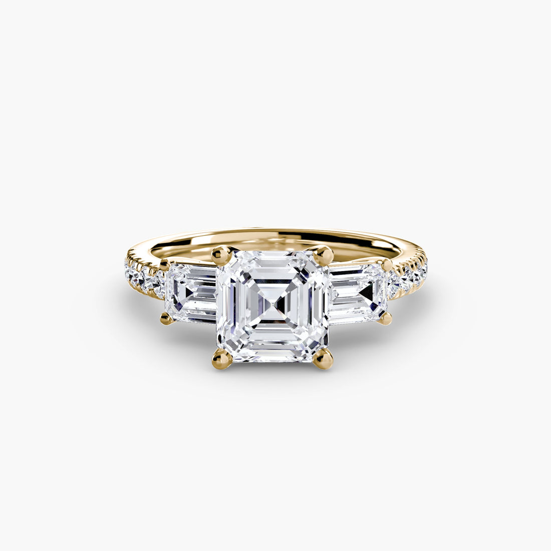 Three-Stone Ring with Pavé Band 4 ALZA