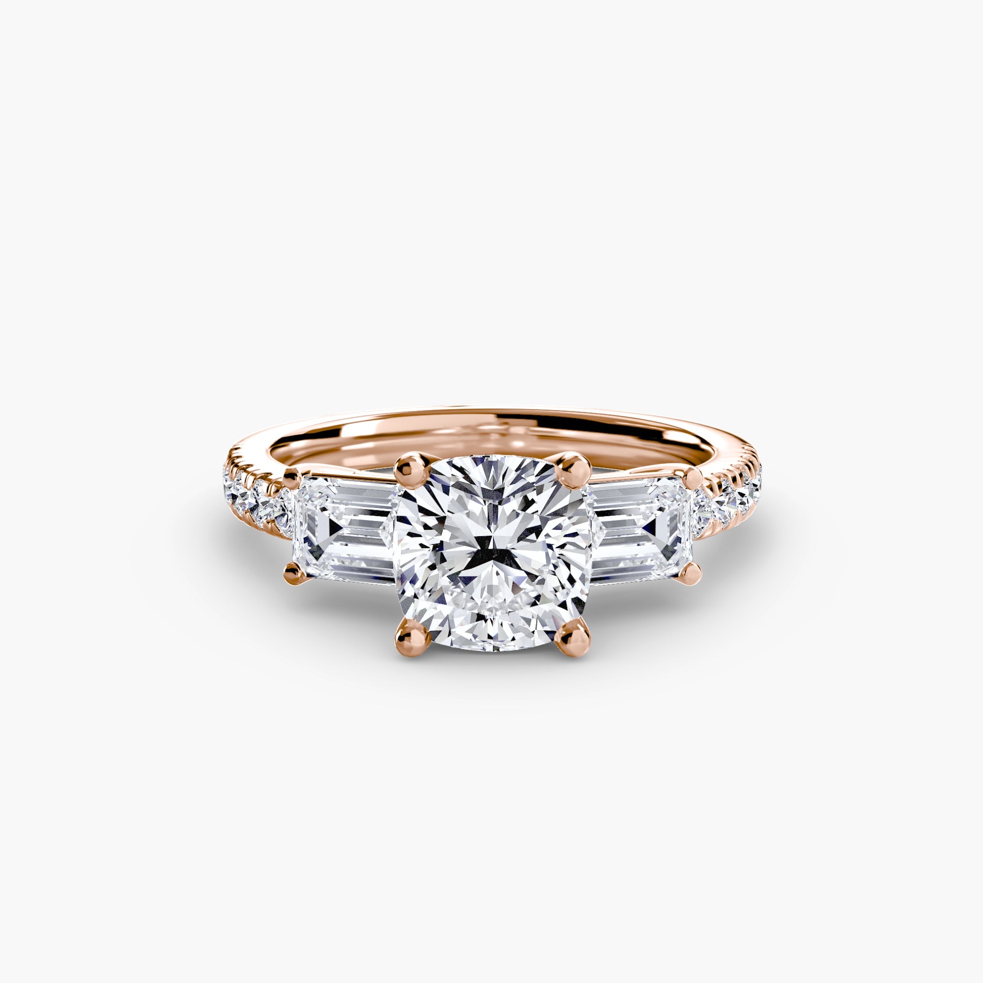 Three-Stone Ring with Pavé Band 4 ALZA