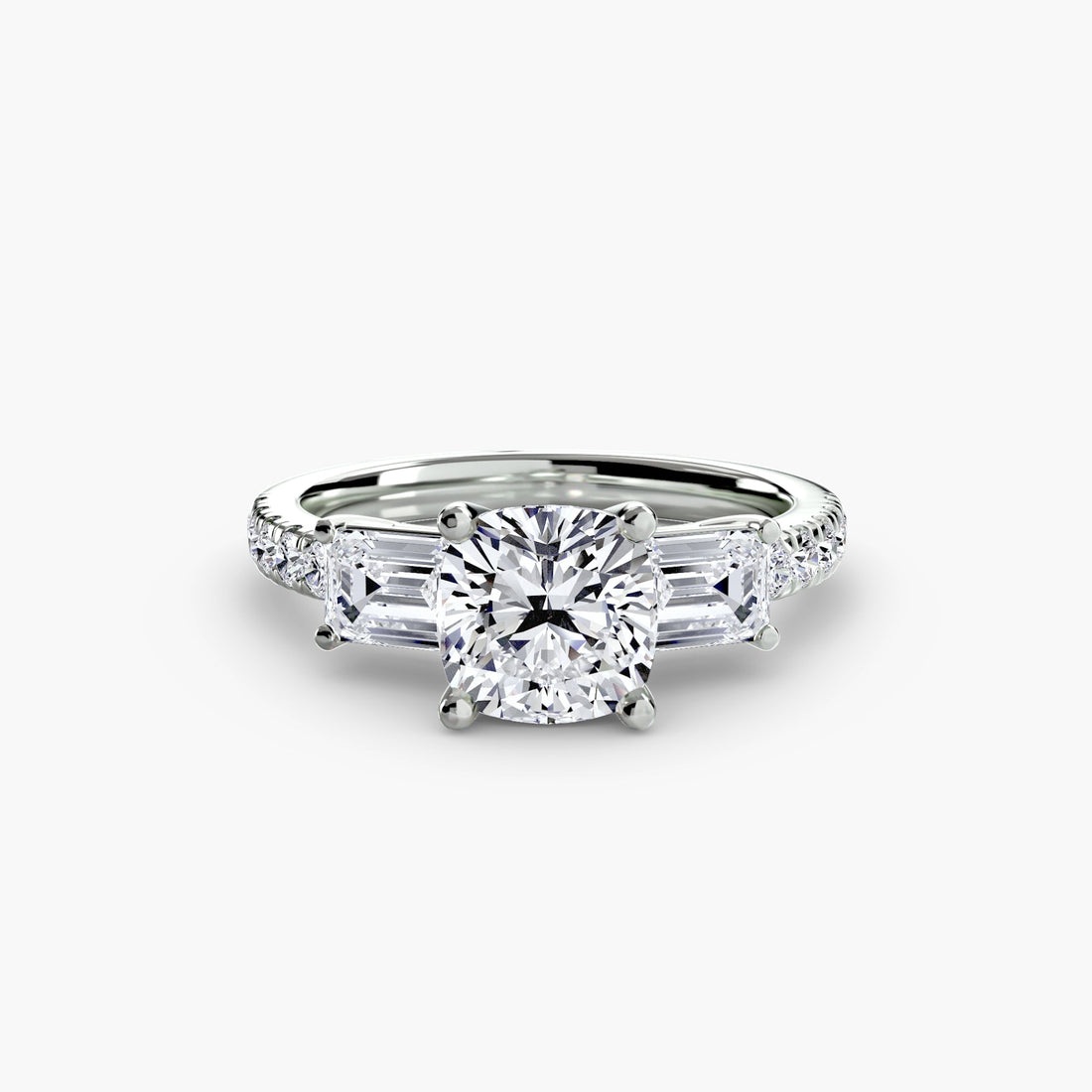 Three-Stone Ring with Pavé Band 4 ALZA