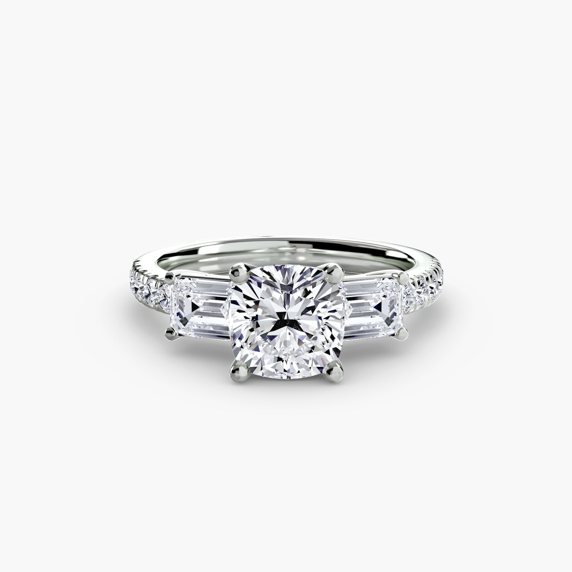 Three-Stone Ring with Pavé Band 4 ALZA