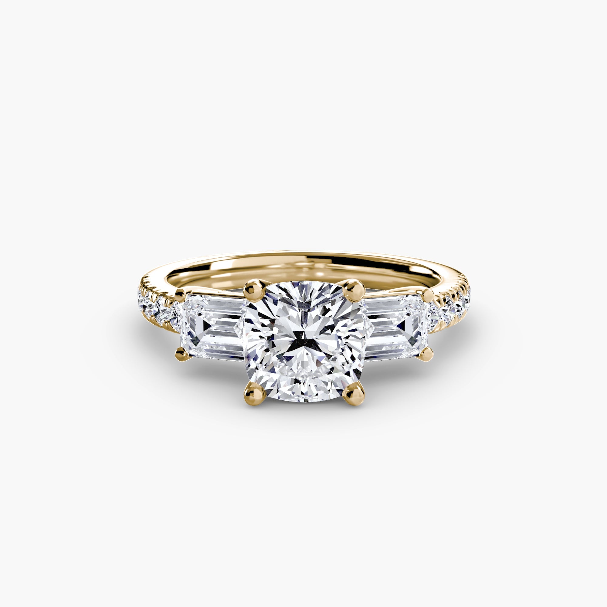 Three-Stone Ring with Pavé Band 4 ALZA