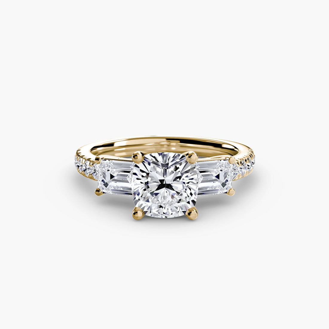 Three-Stone Ring with Pavé Band 4 ALZA