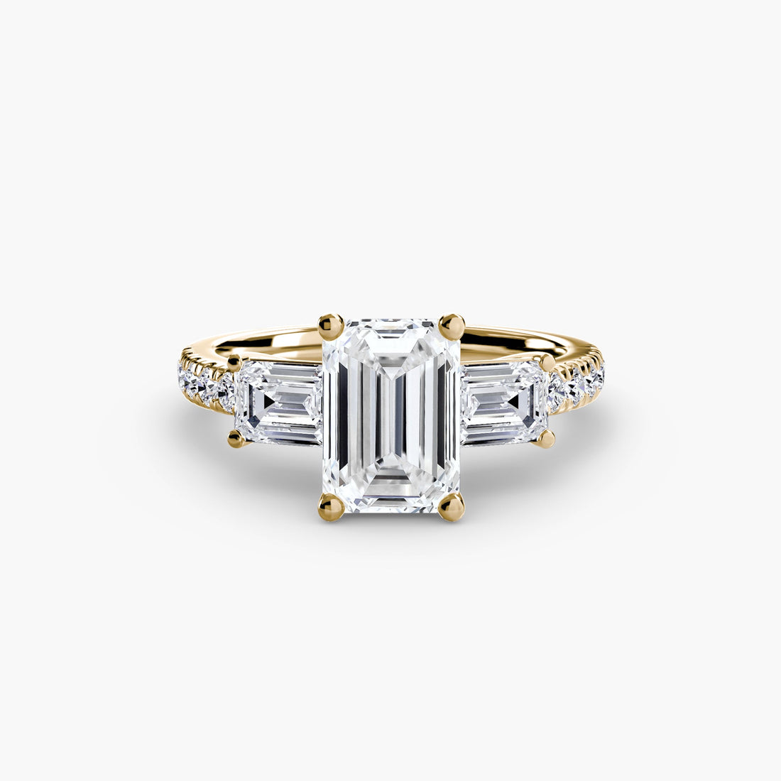 Three-Stone Ring with Pavé Band 4 ALZA