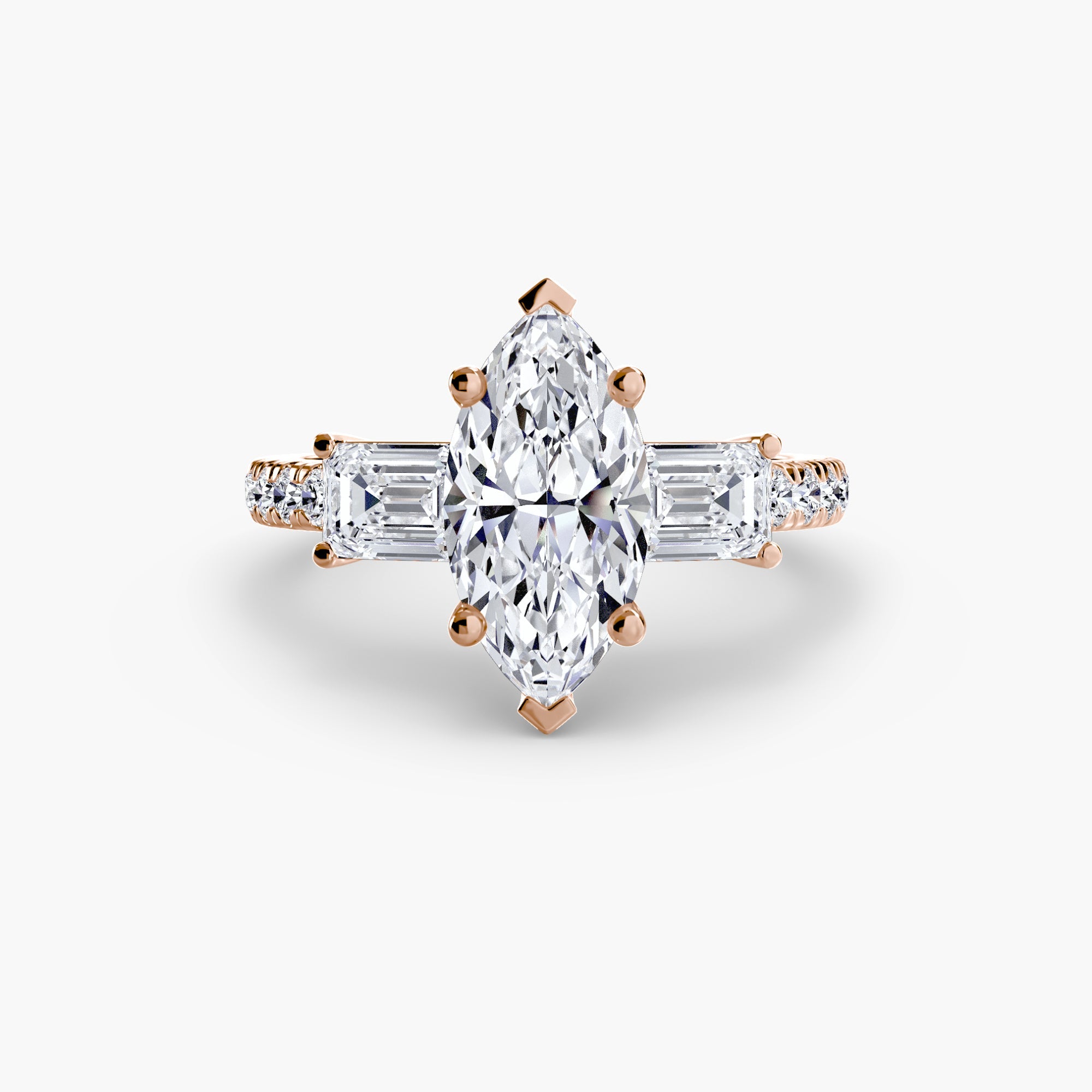 Three-Stone Ring with Pavé Band 4 ALZA