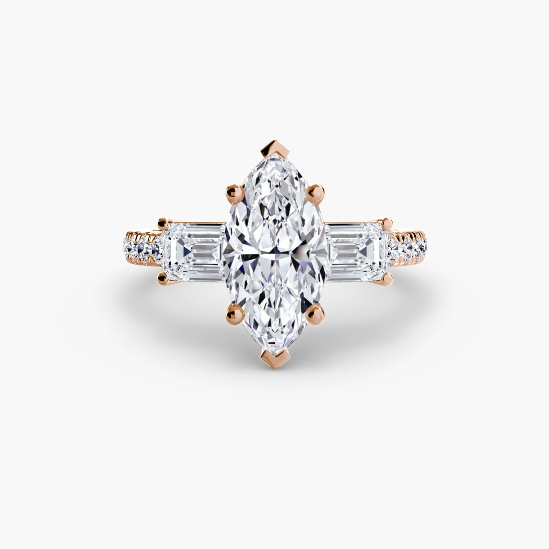 Three-Stone Ring with Pavé Band 4 ALZA
