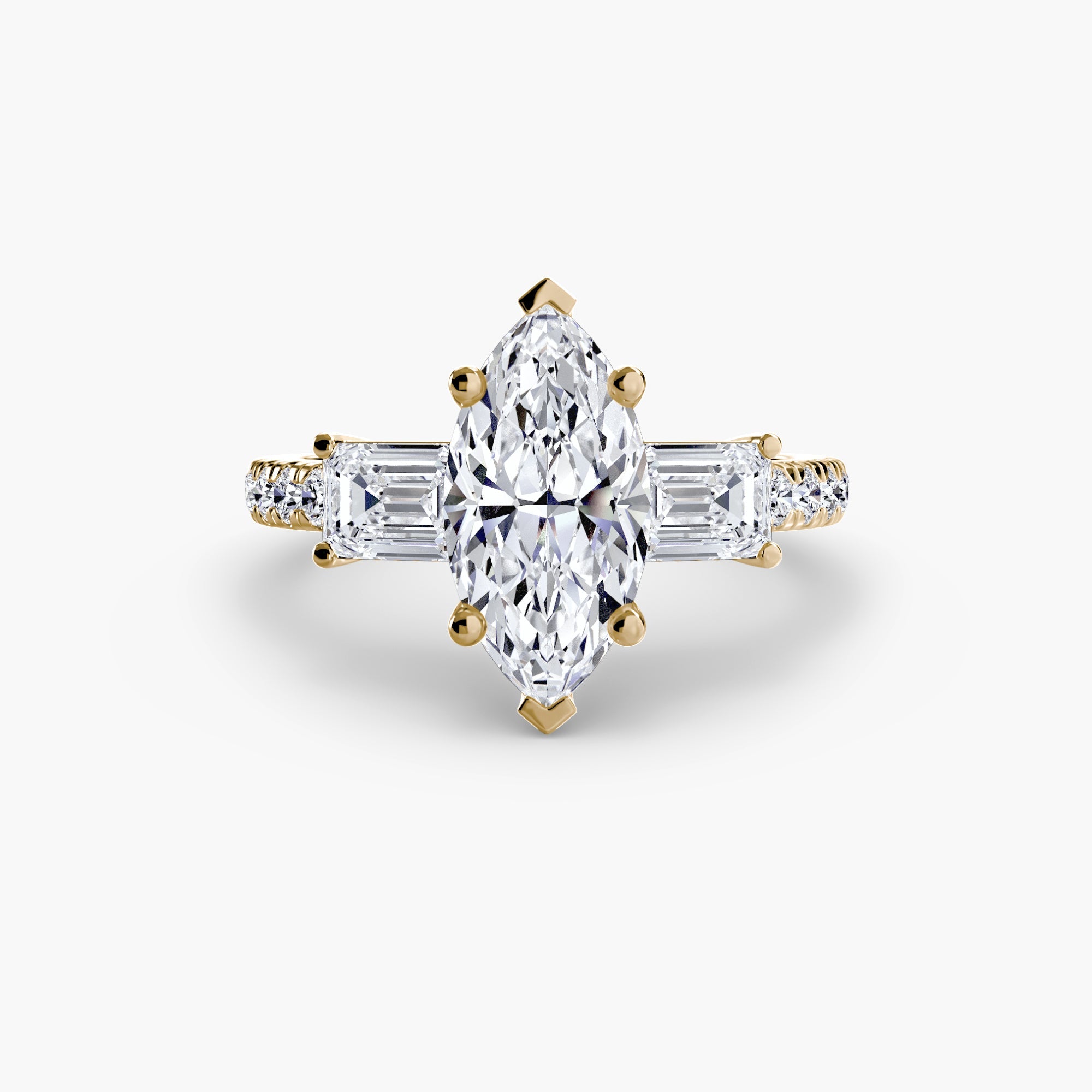 Three-Stone Ring with Pavé Band 4 ALZA
