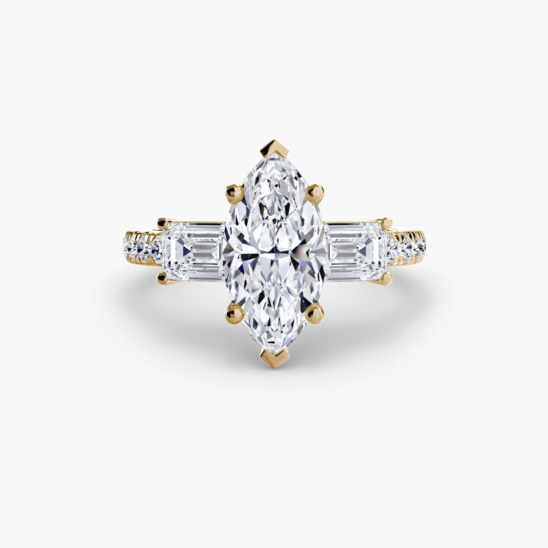 Three-Stone Ring with Pavé Band 4 ALZA