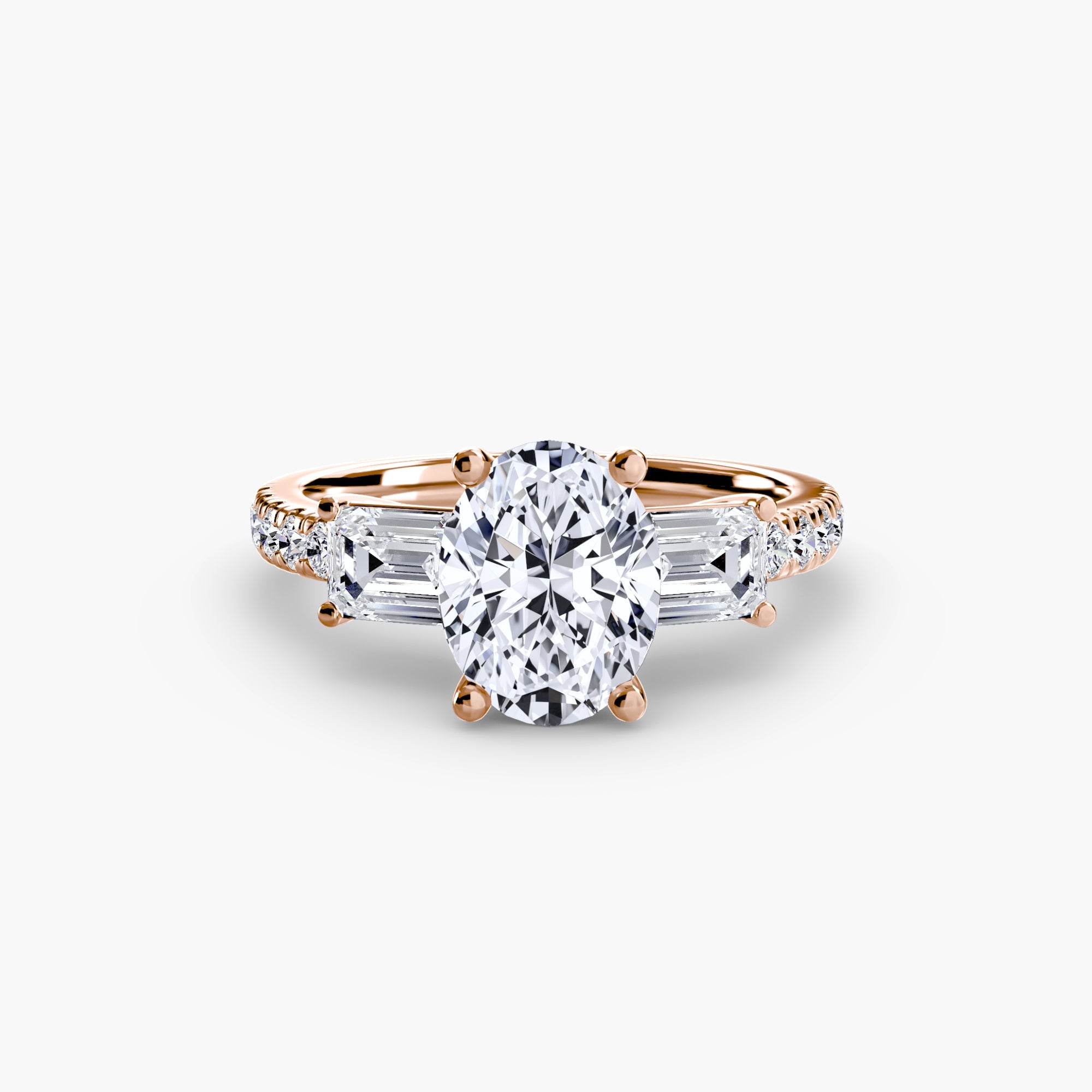 Three-Stone Ring with Pavé Band 4 ALZA