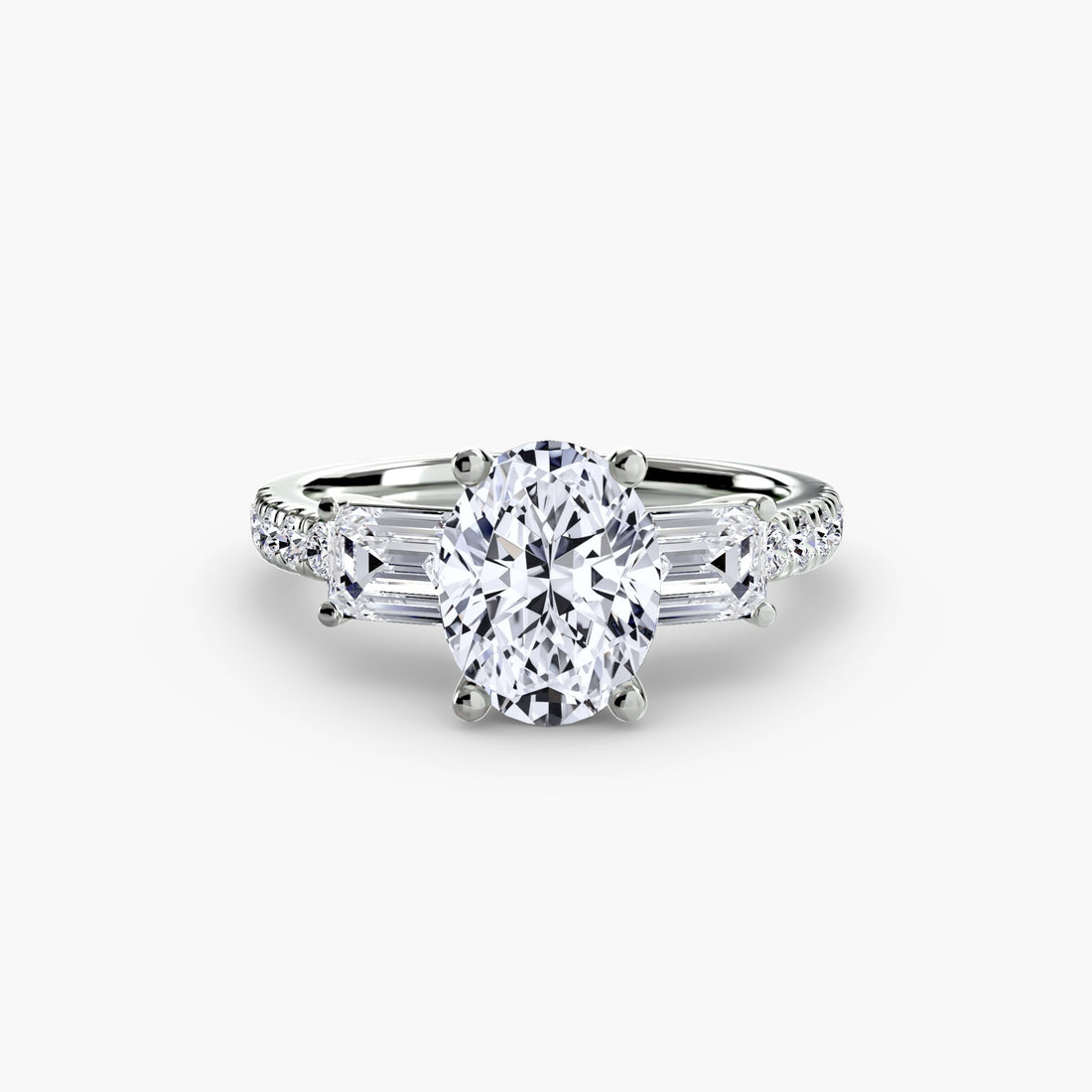 Three-Stone Ring with Pavé Band 4 ALZA