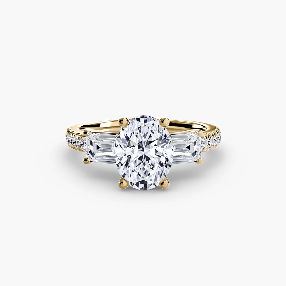 Three-Stone Ring with Pavé Band 4 ALZA
