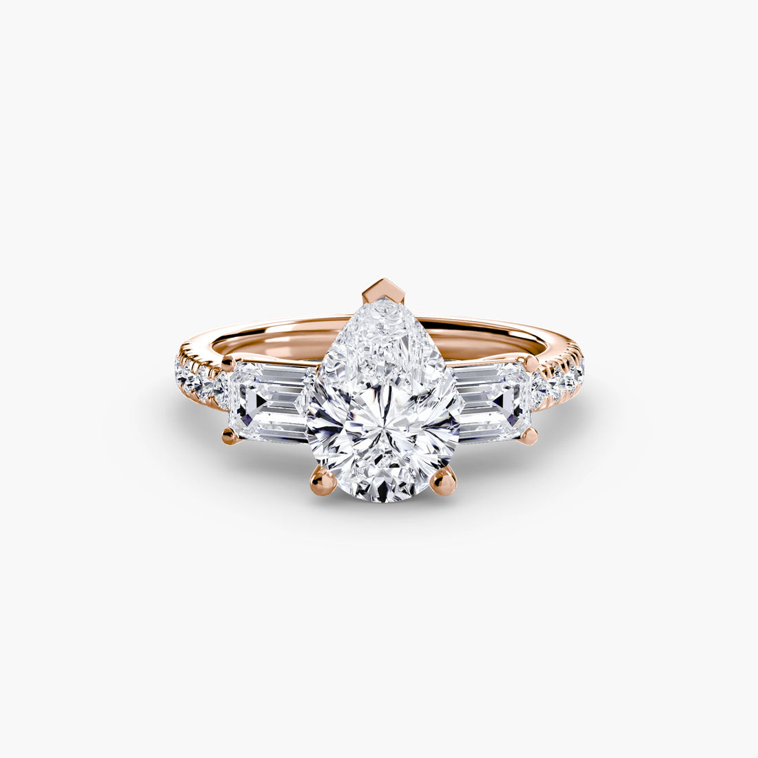 Three-Stone Ring with Pavé Band 4 ALZA