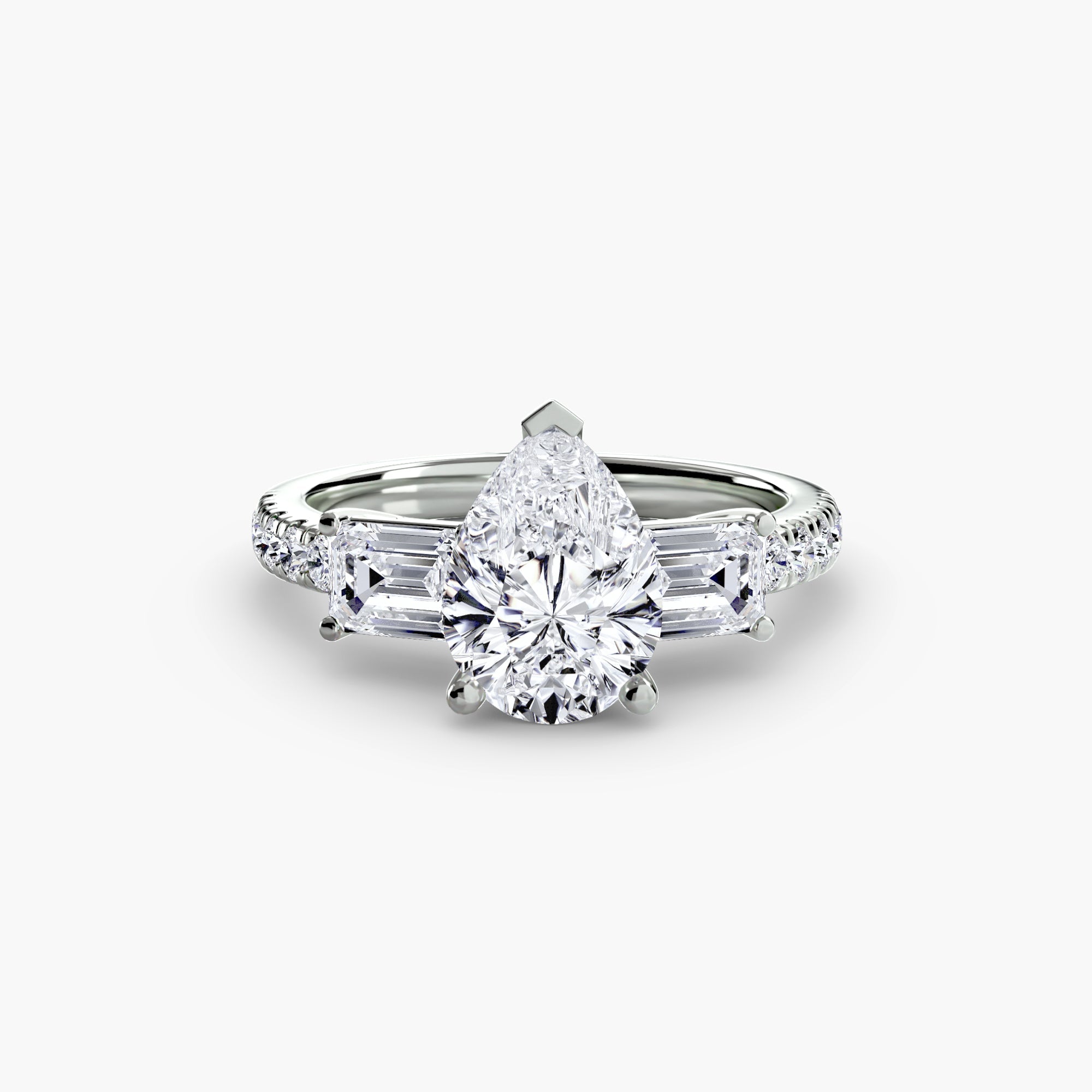 Three-Stone Ring with Pavé Band 4 ALZA
