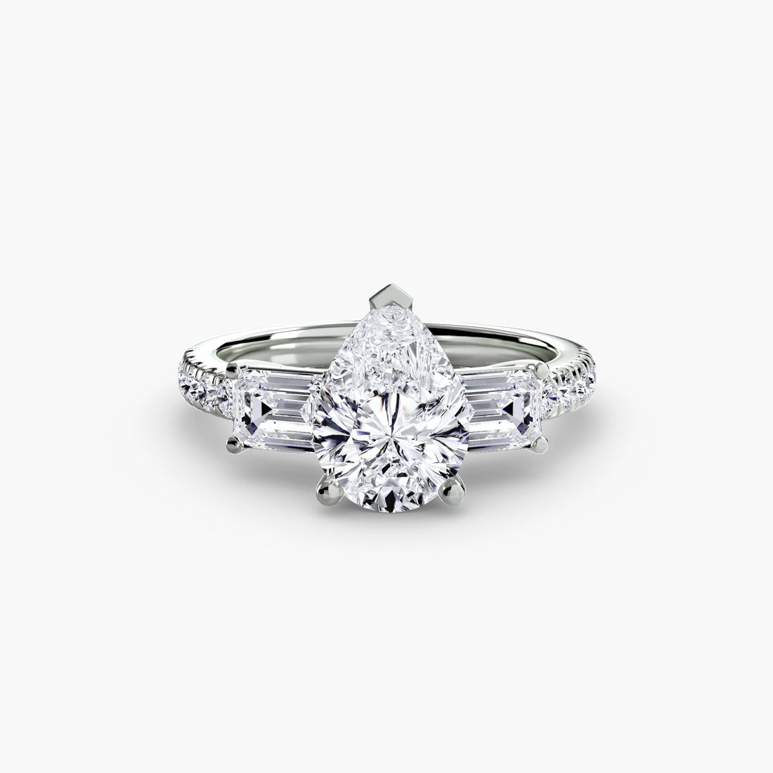 Three-Stone Ring with Pavé Band 4 ALZA