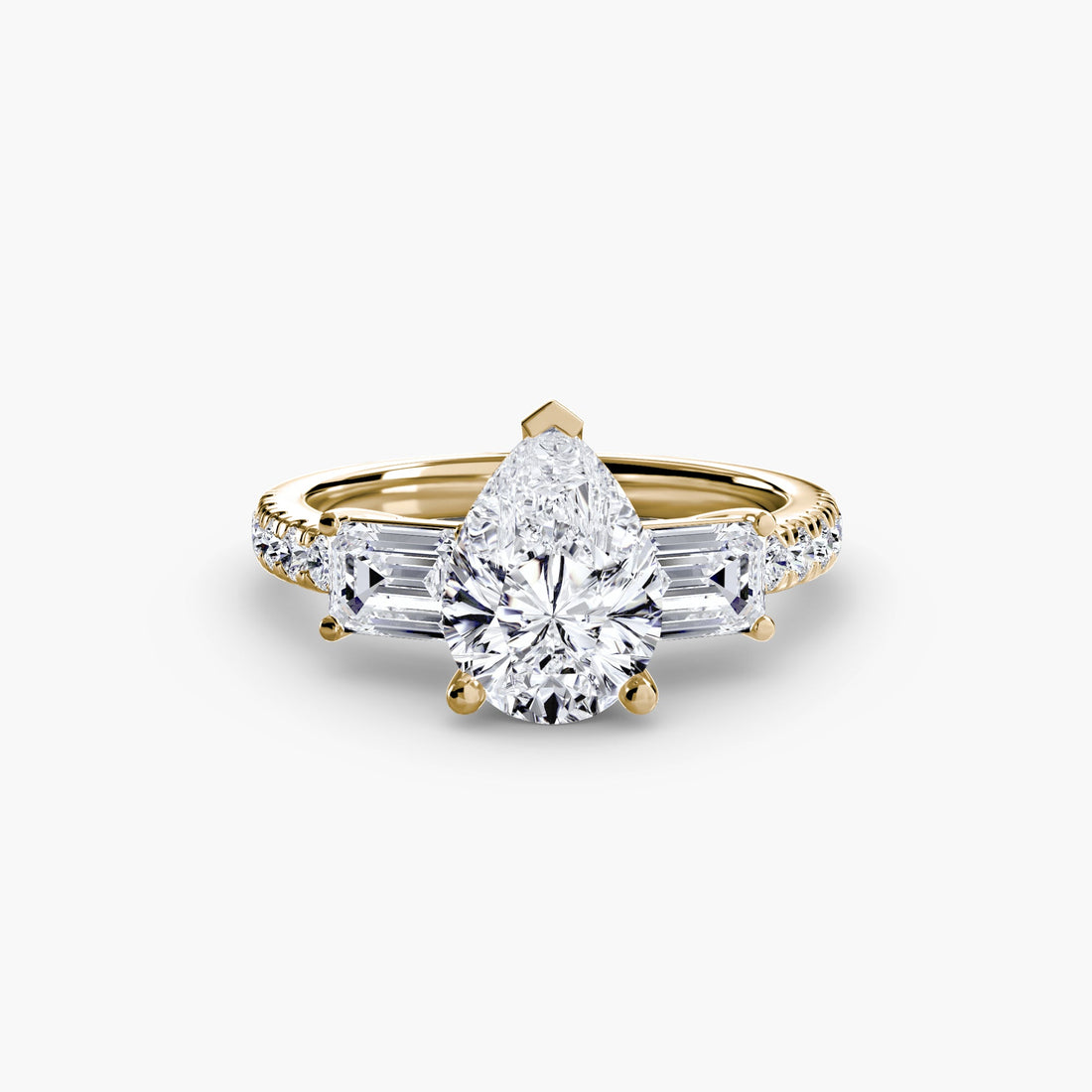 Three-Stone Ring with Pavé Band 4 ALZA