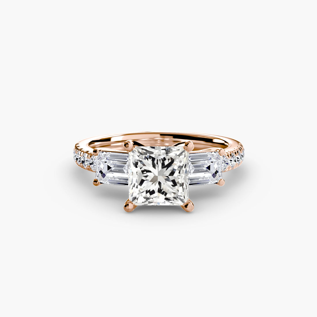 Three-Stone Ring with Pavé Band 4 ALZA
