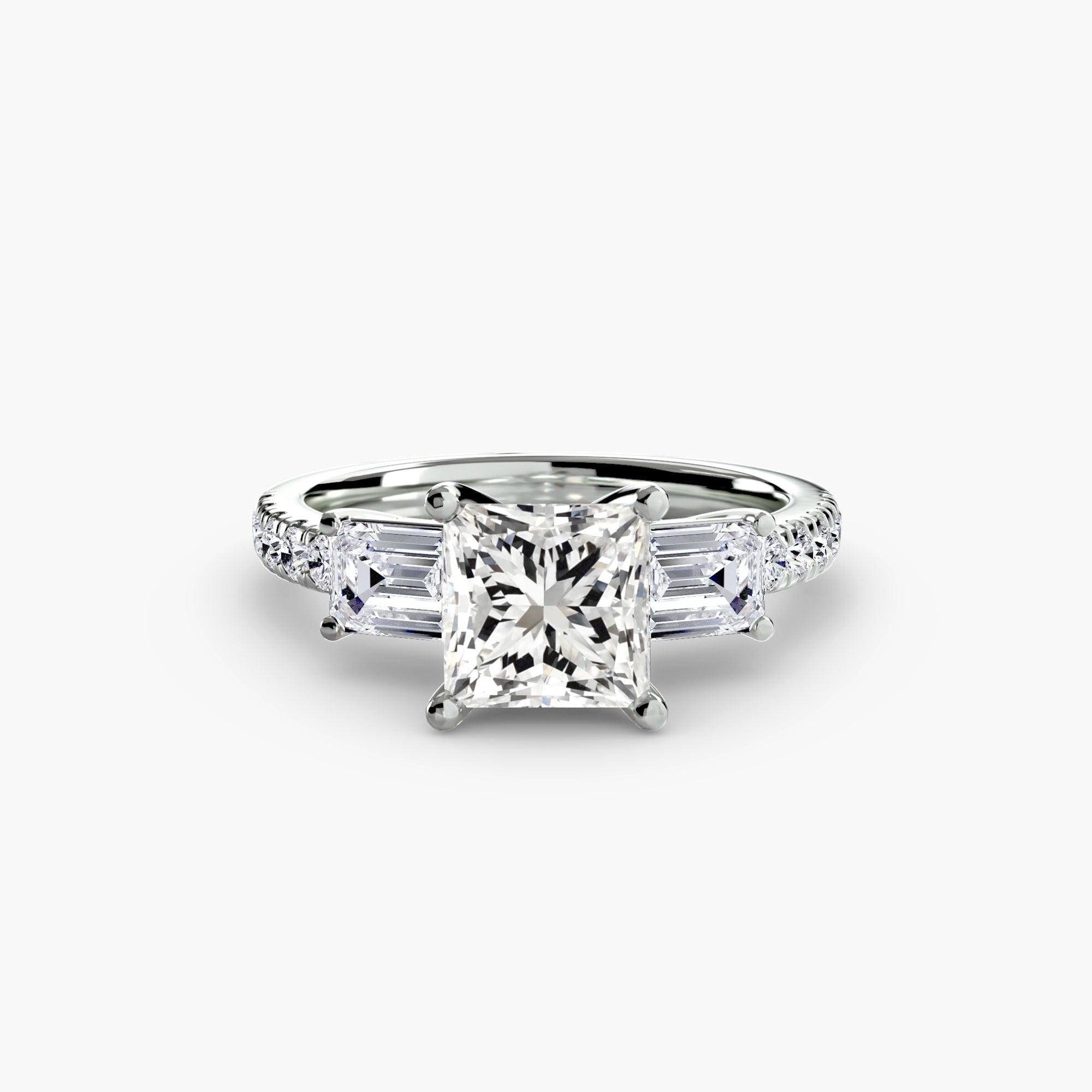 Three-Stone Ring with Pavé Band 4 ALZA
