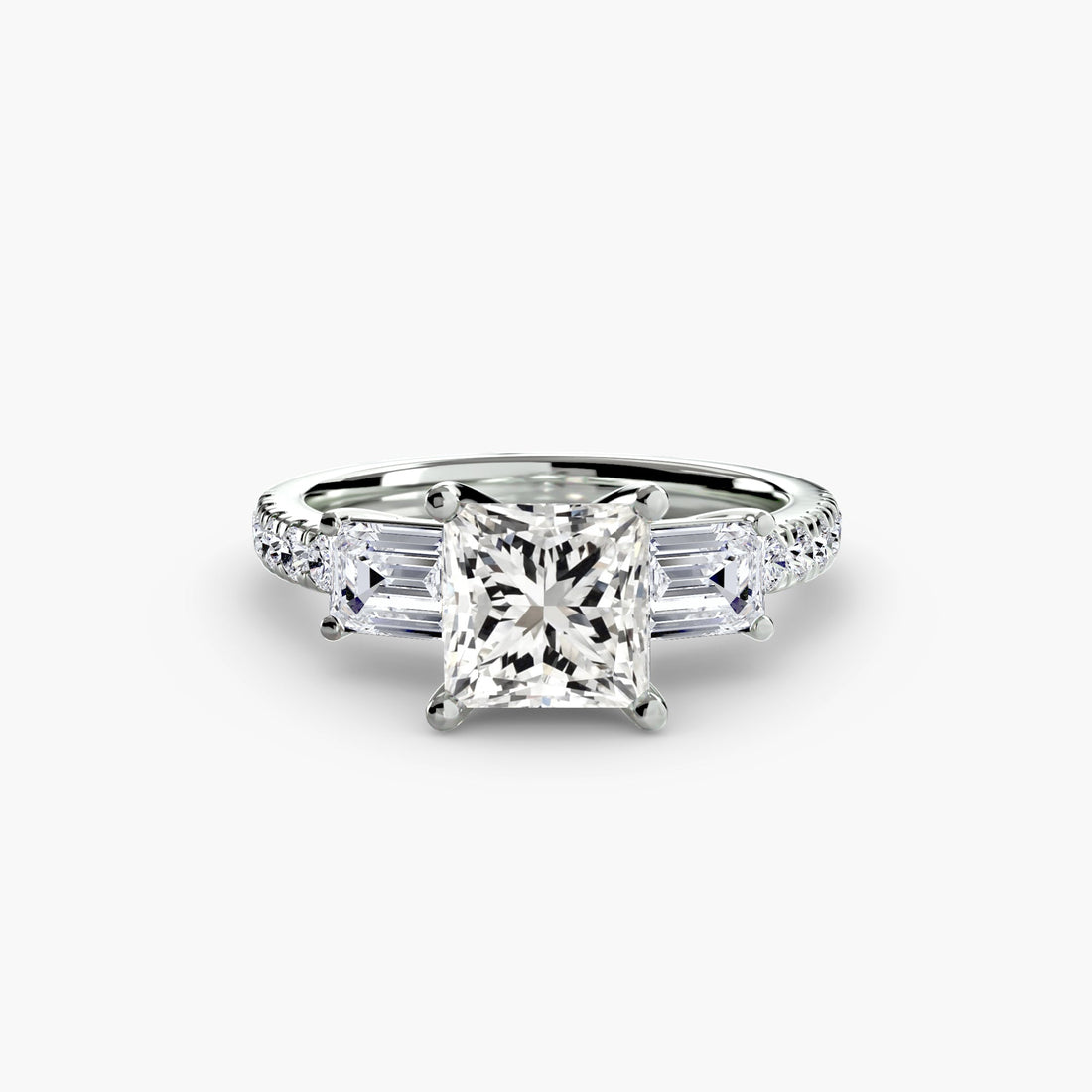 Three-Stone Ring with Pavé Band 4 ALZA