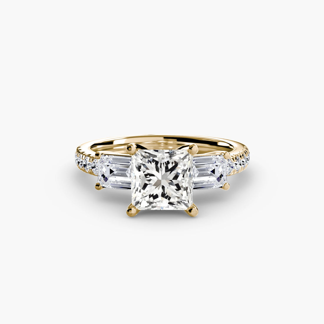 Three-Stone Ring with Pavé Band 4 ALZA