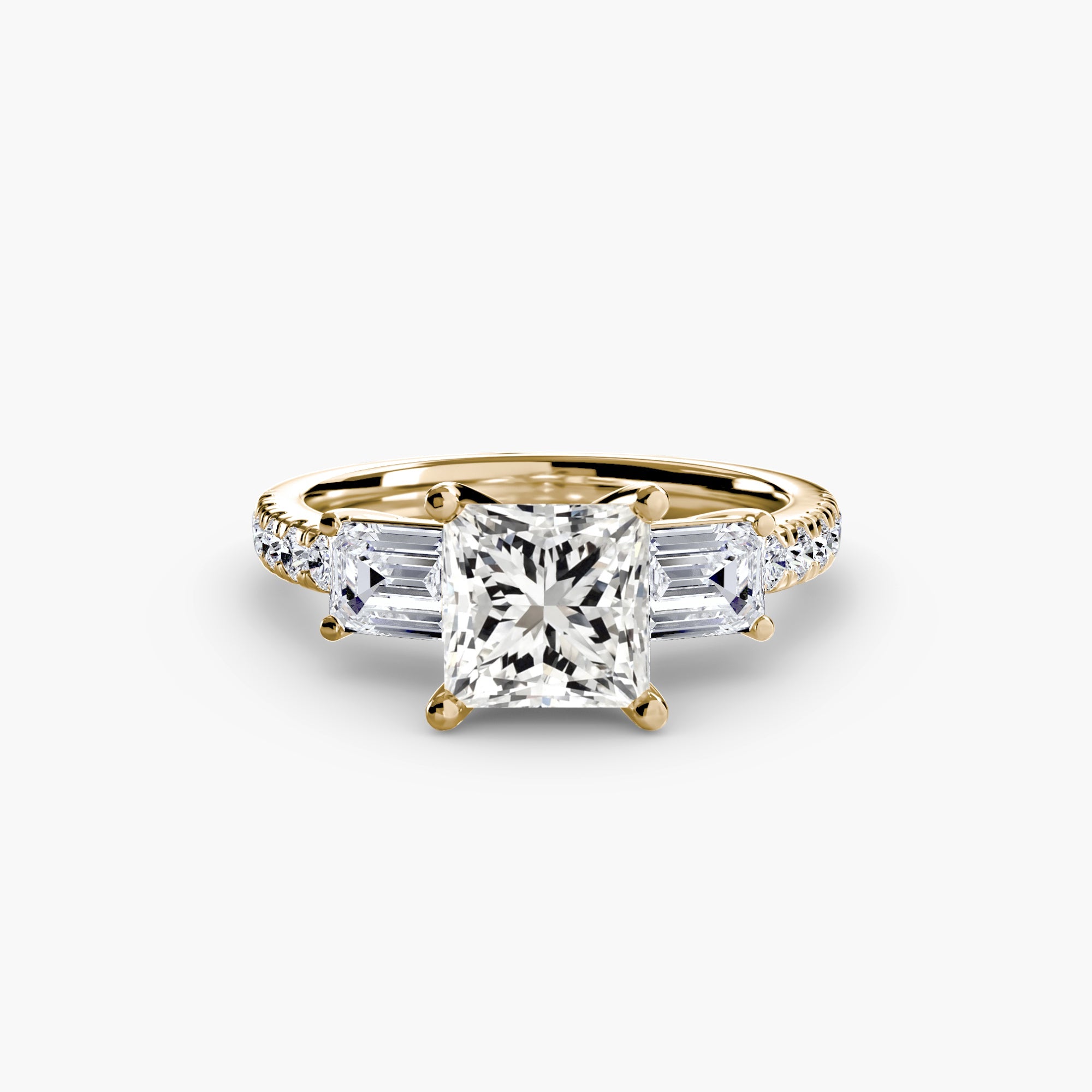 Three-Stone Ring with Pavé Band 4 ALZA