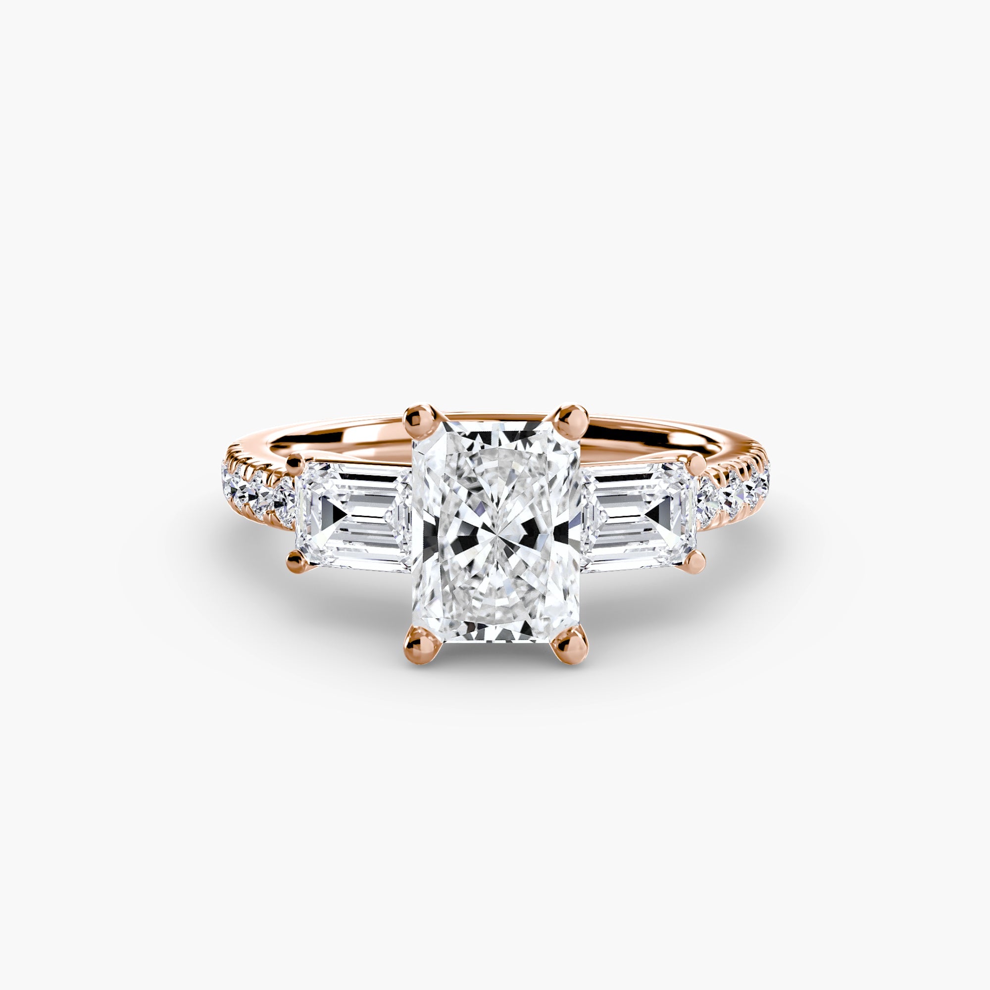 Three-Stone Ring with Pavé Band 4 ALZA
