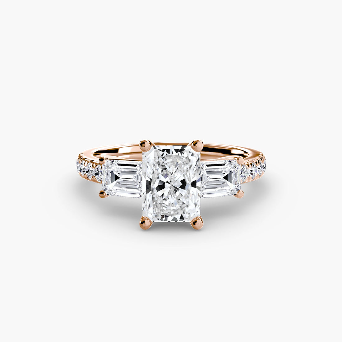 Three-Stone Ring with Pavé Band 4 ALZA