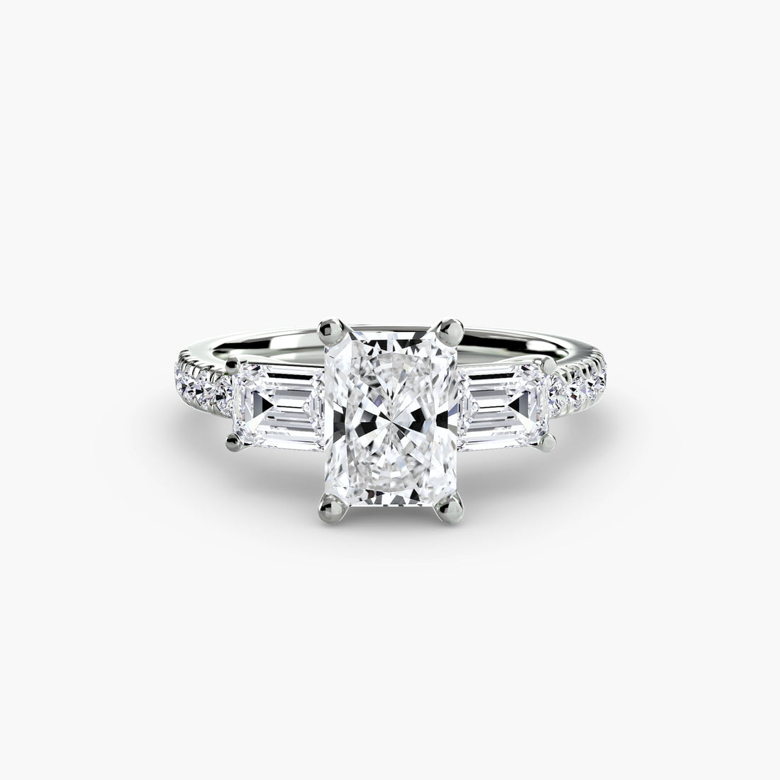 Three-Stone Ring with Pavé Band 4 ALZA