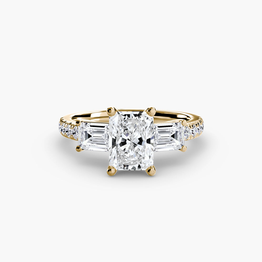 Three-Stone Ring with Pavé Band 4 ALZA