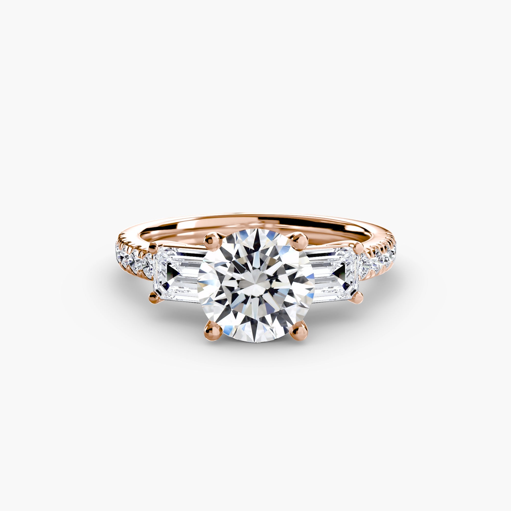 Three-Stone Ring with Pavé Band 4 ALZA