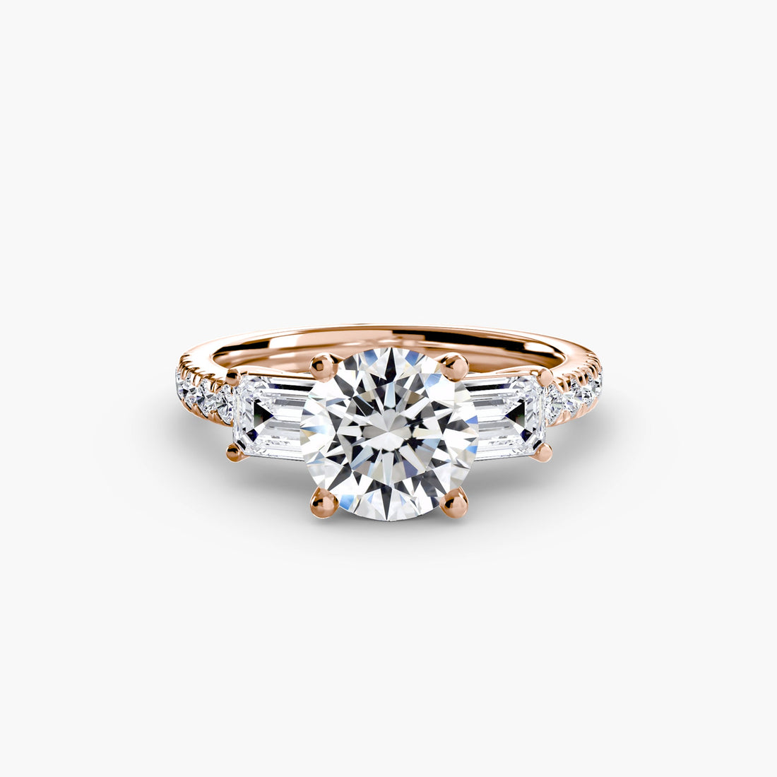 Three-Stone Ring with Pavé Band 4 ALZA