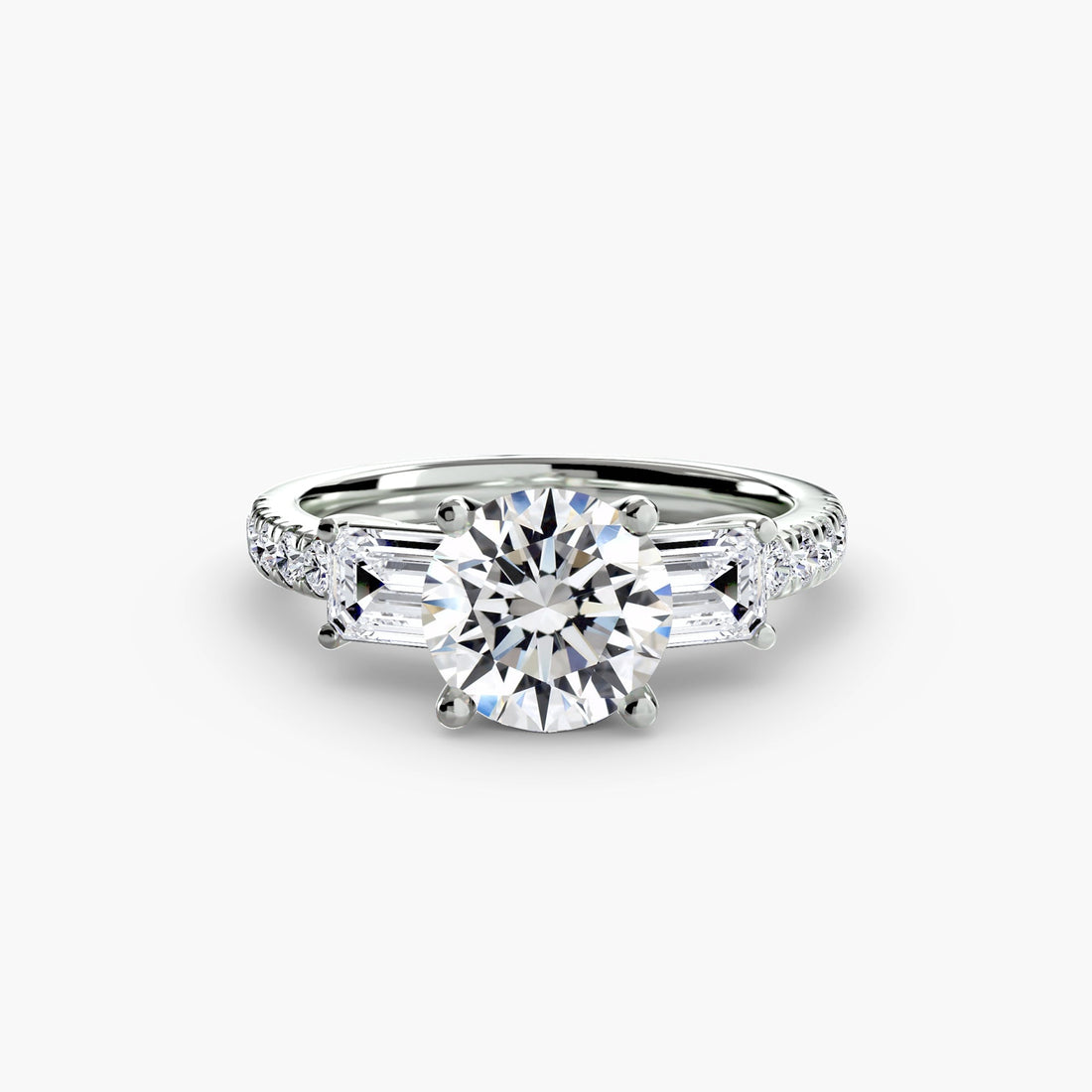 Three-Stone Ring with Pavé Band 4 ALZA