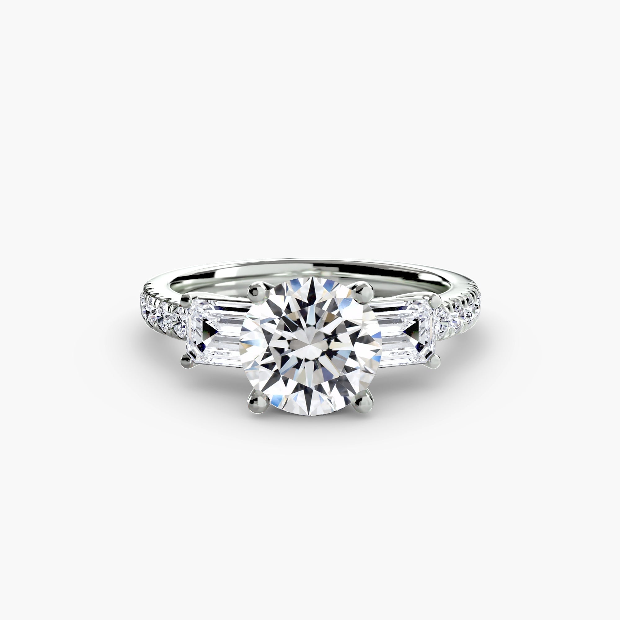 Three-Stone Ring with Pavé Band 4 ALZA