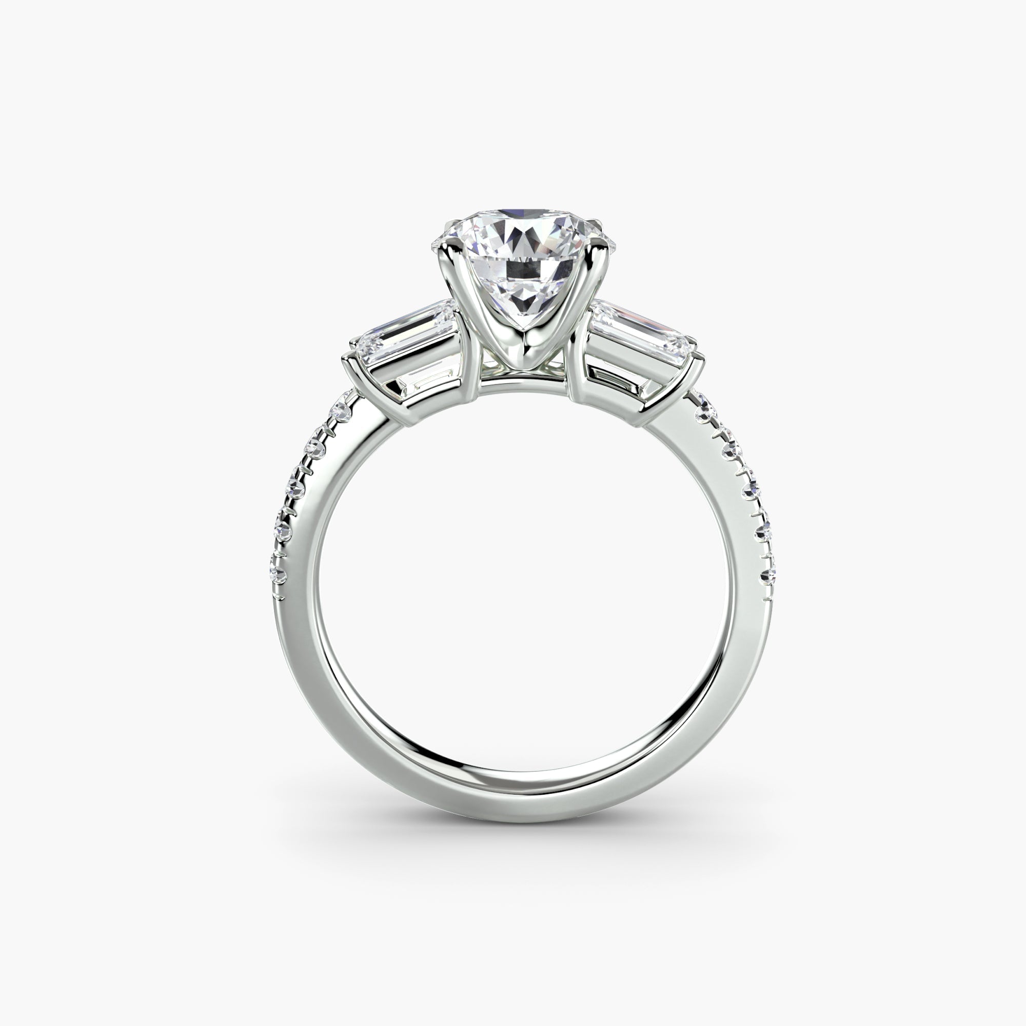 Three-Stone Ring with Pavé Band 4 ALZA