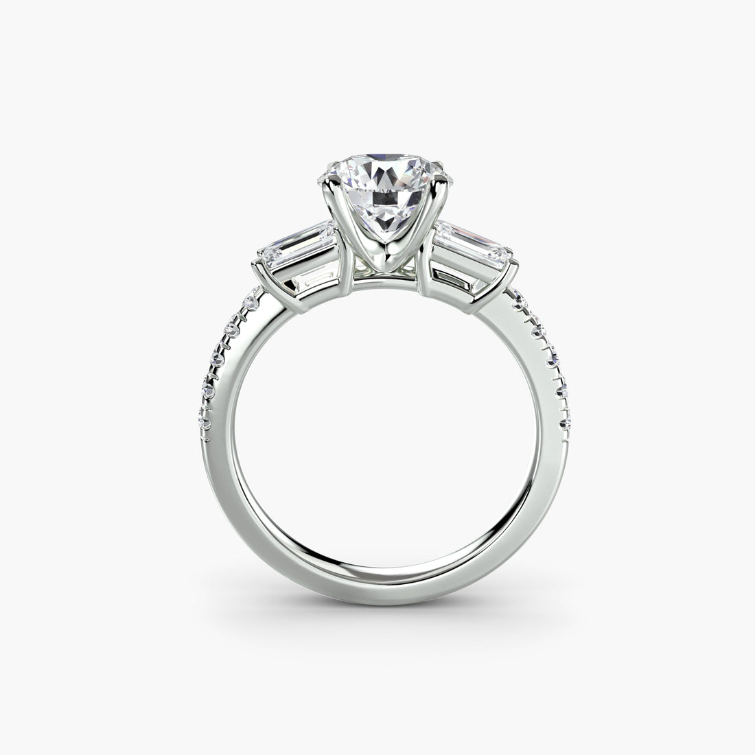 Three-Stone Ring with Pavé Band 4 ALZA