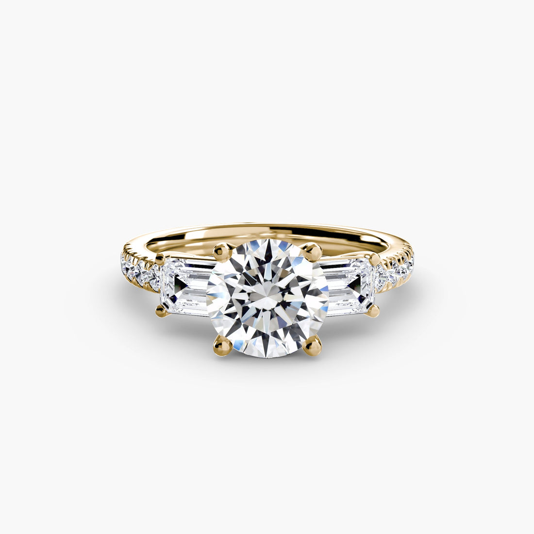 Three-Stone Ring with Pavé Band 4 ALZA