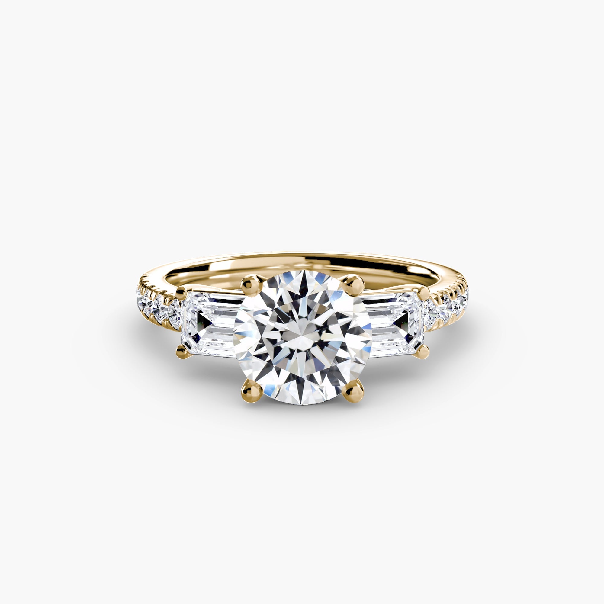 Three-Stone Ring with Pavé Band 4 ALZA