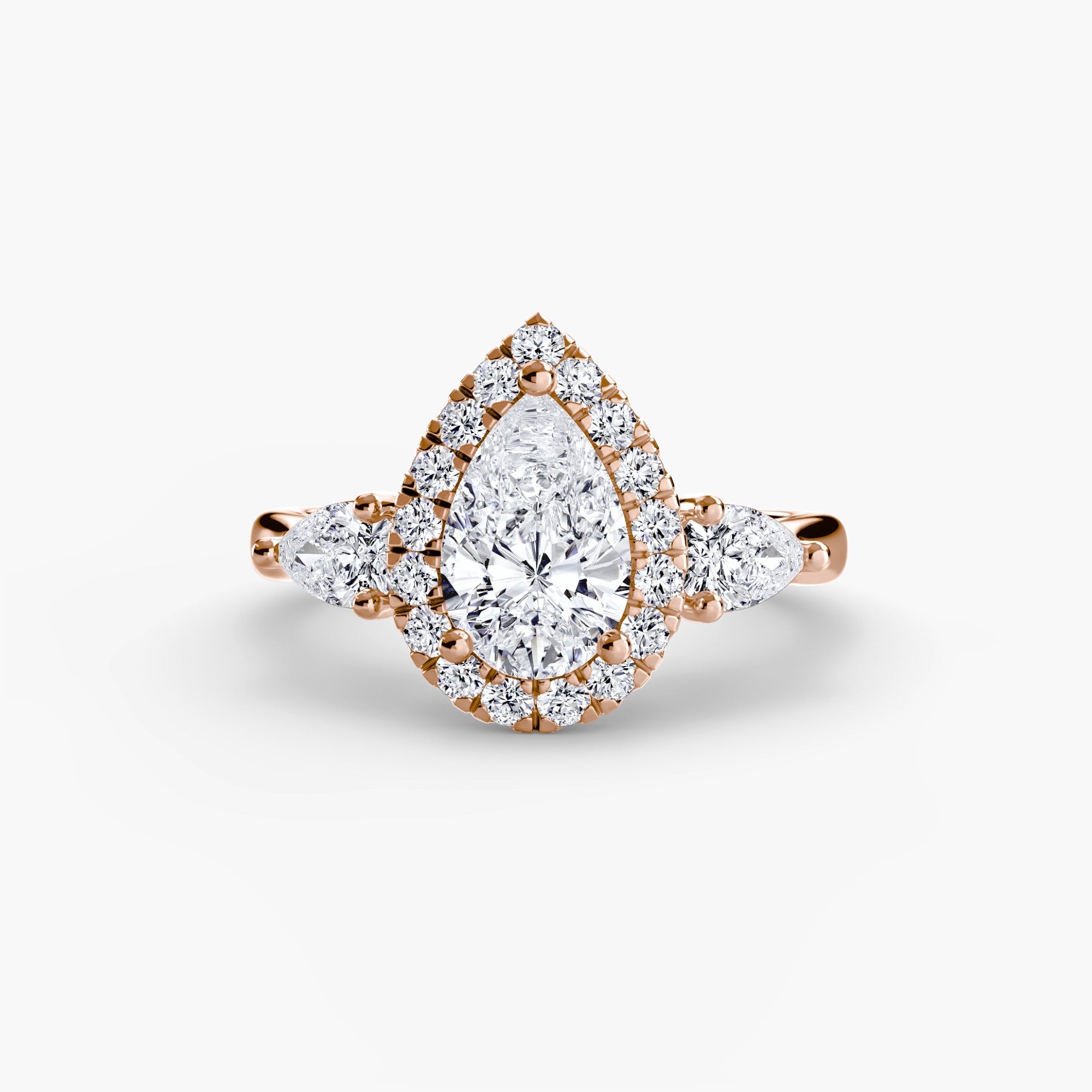 Three-Stone Ring with Halo ALZA