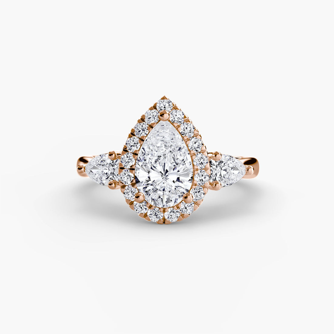 Three-Stone Ring with Halo ALZA