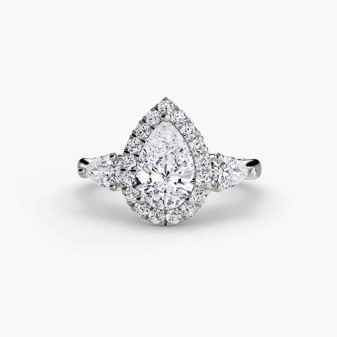 Three-Stone Ring with Halo ALZA